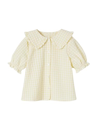 VERTBAUDET Gingham-Bluse mit Volantkragen, für Mädchen, gelb, 8 Jahre von Vertbaudet