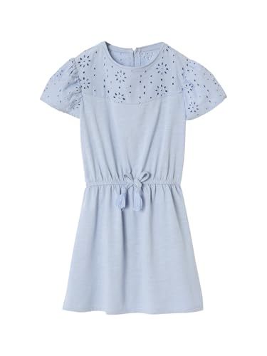 Vertbaudet Mädchen Kleid mit Lochstickerei hellblau 116 von Vertbaudet