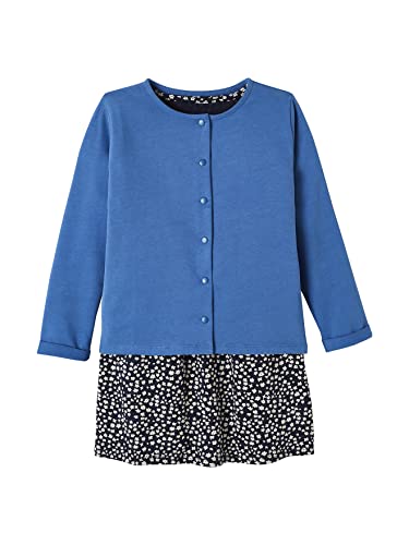 VERTBAUDET Mädchen Kleid + Strickjacke Set, Ozeanblau – Kleid bedruckt Fle, 2 Jahre von Vertbaudet