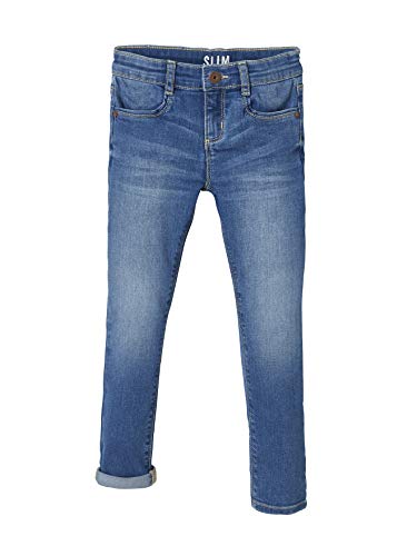 VERTBAUDET Mädchen Slim-Fit-Jeans,waterless, Hüftweite Slim Oeko-Tex® Blue Stone 134 von Vertbaudet