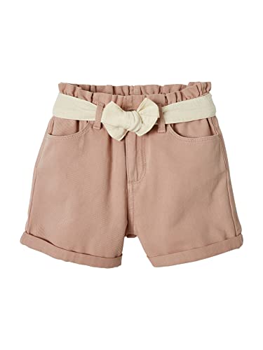 VERTBAUDET Paperbag Shorts aus Baumwollgaze, mit Gürtel, für Mädchen, rosig, 104 von Vertbaudet