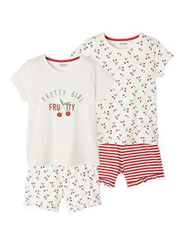 Vertbaudet 2er-Pack Kurze Mädchen Schlafanzüge Pack wollweiß Bedruckt 98/104 von Vertbaudet