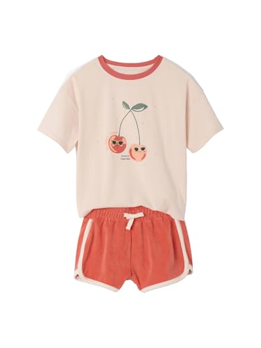 Vertbaudet Mädchen-Set: T-Shirt & Shorts aus Frottee koralle 146/152 von Vertbaudet