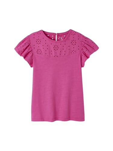 VERTBAUDET T-Shirt für Mädchen, Stickerei in englischer Sprache und Rüschenärmel, Oeko-Tex®, fuchsia, 10 Jahre von Vertbaudet