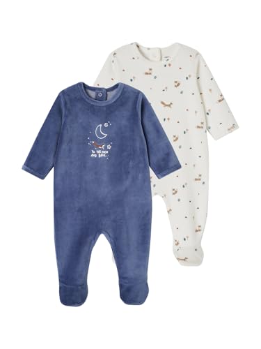 Vertbaudet 2er-Pack Baby Samt-Strampler Fuchs Oeko-Tex blau 50 von Vertbaudet