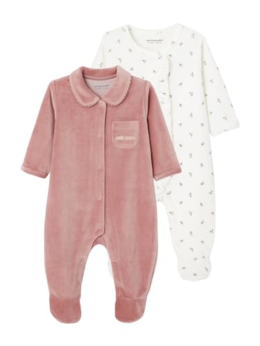Vertbaudet 2er-Pack Baby Samt-Strampler Oeko-Tex altrosa 50 von Vertbaudet
