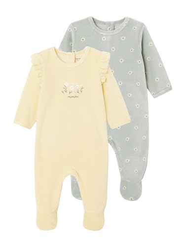 Vertbaudet 2er-Pack Baby Samt-Strampler Oeko-Tex hellgelb 71 von Vertbaudet