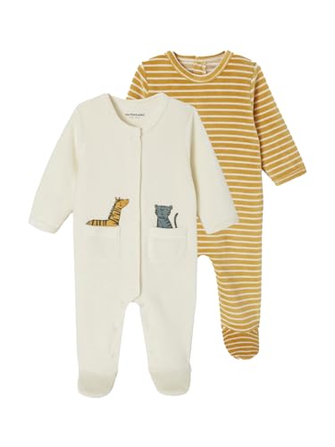 Vertbaudet 2er-Pack Baby Samt-Strampler mit Recycling-Polyester Oeko-TEX® gelb 56 von Vertbaudet