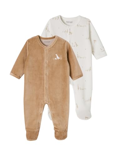 Vertbaudet 2er-Pack Baby Samtstrampler mit Bio-Baumwolle Cappuccino 86 von Vertbaudet