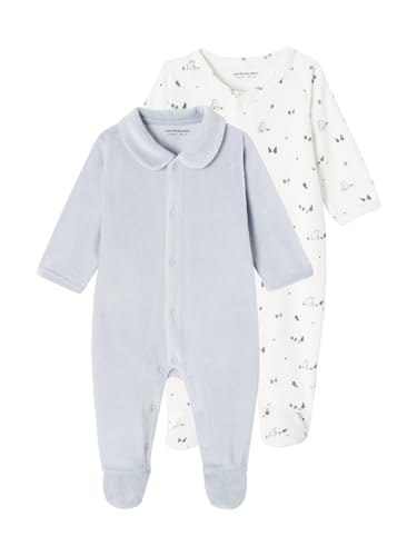Vertbaudet 2er-Pack Baby Samtstrampler mit Bio-Baumwolle hellblau 56 von Vertbaudet
