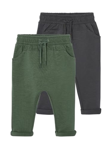 Vertbaudet 2er-Pack Baby Sweathosen mit Dehnbund Basics tannengrün+anthrazit 68 von Vertbaudet
