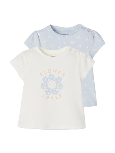 Vertbaudet 2er-Pack Baby T-Shirts Basic Bedruckt himmelblau 86 von Vertbaudet