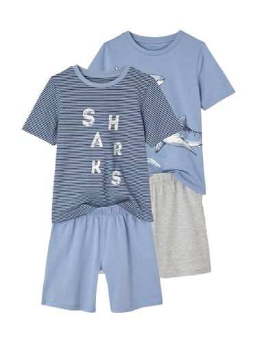Vertbaudet 2er-Pack Jungen Sommer-Schlafanzüge, Haie mit Recycling-Baumwolle himmelblau 128 Vertbaudet 2er-Pack Jungen Sommer-Schlafanzüge, Haie mit Recycling-Baumwolle himmelblau 128 von Vertbaudet