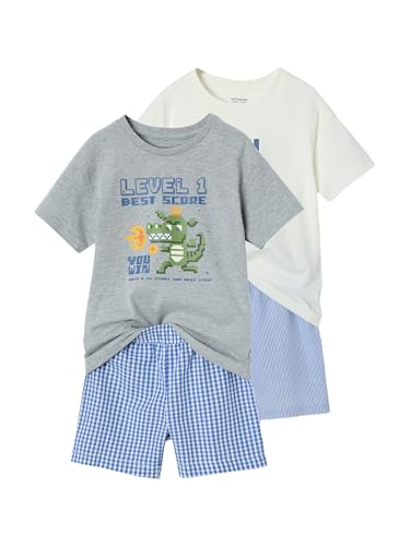 Vertbaudet 2er-Pack Jungen Sommer-Schlafanzüge mit Gamer-Print weiß 110 von Vertbaudet