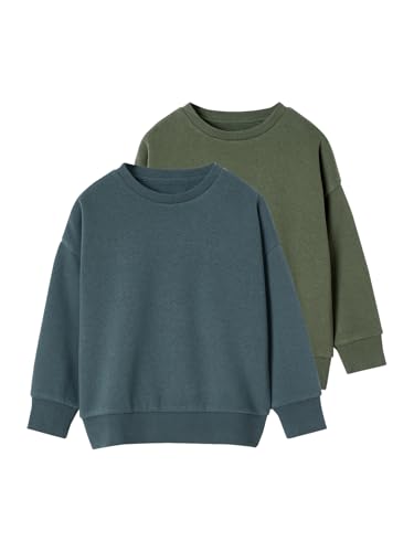 Vertbaudet 2er-Pack Jungen Sweatshirts Uni Basic Aqua 116 von Vertbaudet