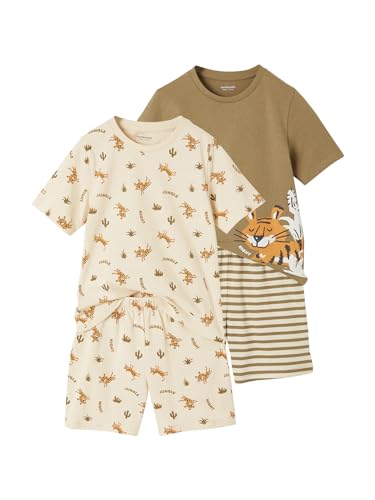 Vertbaudet 2er-Pack Kurze Jungen Schlafanzüge mit Tigern Khaki 86 von Vertbaudet