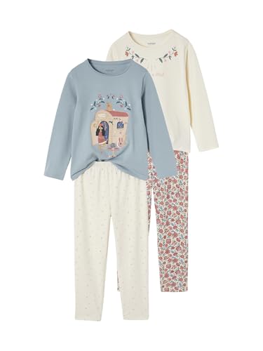 Vertbaudet 2er-Pack Lange Mädchen Schlafanzüge mit Boho-Print Oeko-Tex Pack blau Hippie blumenwagen 158 von Vertbaudet