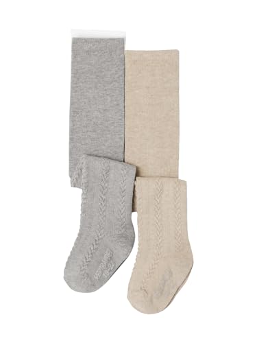 Vertbaudet 2er-Pack Mädchen Baby Strumpfhosen beige+grau meliert 19/22 von Vertbaudet