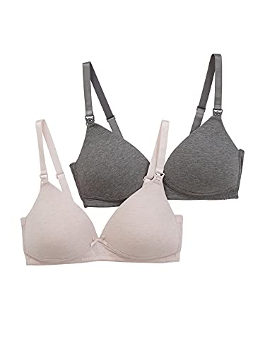 Vertbaudet 2er-Pack Still-BHS aus Bio-Baumwolle, Schwangerschaft & Stillzeit Pack grau meliert/rosa meliert 90D von Vertbaudet