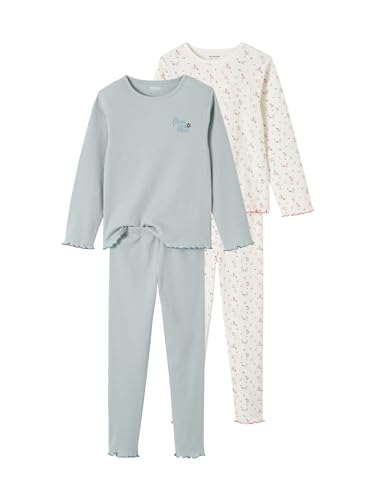 Vertbaudet 2er-Pack gerippte Mädchen Schlafanzüge Oeko-Tex graublau 140 von Vertbaudet