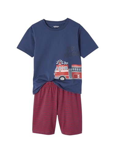 Vertbaudet 2er-Set Jungen Schlafanzüge, lang & kurz dunkelblau Feuerwehr 158/164 von Vertbaudet