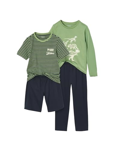 Vertbaudet 2er-Set Jungen Schlafanzüge mit Recycling-Baumwolle, kurz & lang grün 128 von Vertbaudet