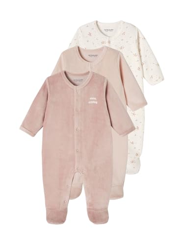Vertbaudet 3er-Pack Baby Samt-Strampler Basic Rosenholz 62 von Vertbaudet