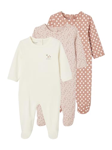 Vertbaudet 3er-Pack Baby Strampler Basic, Interlock-Jersey Pack Altrosa Blumen tupfen 68 von Vertbaudet
