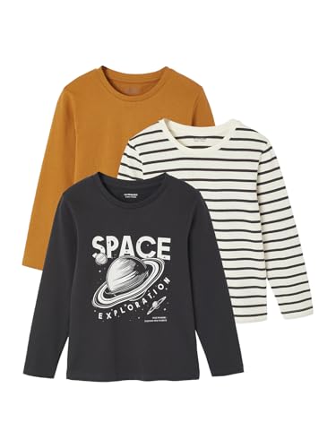 Vertbaudet 3er-Pack Jungen Langarmshirts Basic anthrazit 128 von Vertbaudet