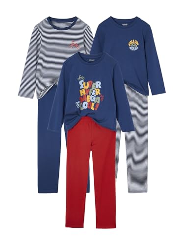 Vertbaudet 3er-Pack Jungen Schlafanzüge Basic mit Fahrrädern Aquamarine 158/164 von Vertbaudet