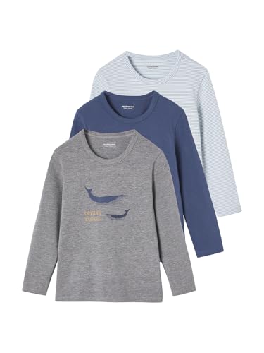 Vertbaudet 3er-Pack Jungen Shirts mit Wal Basic Oeko-Tex himmelblau 140 von Vertbaudet