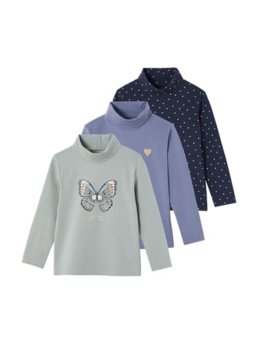 Vertbaudet 3er-Pack Mädchen Rollkragenshirts Basic graugrün 158 von Vertbaudet