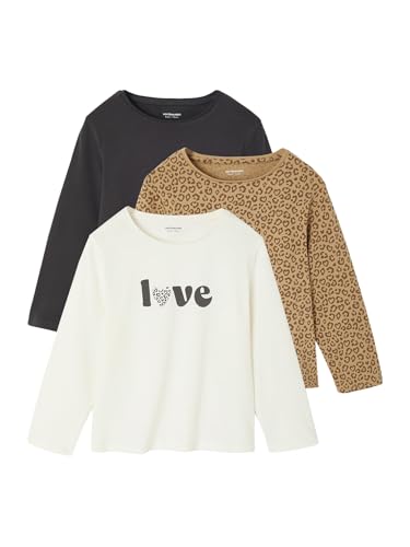 Vertbaudet 3er-Pack Mädchen Shirts mit Print Basic anthrazit 140 von Vertbaudet