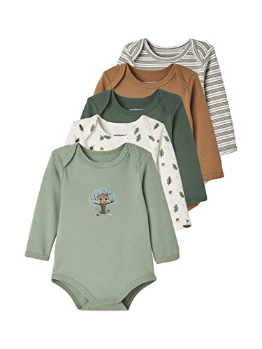 Vertbaudet 5er-Pack Baby Langarm-Bodys, Schlupfform Oeko-Tex Pack dunkelkhaki 74 von Vertbaudet