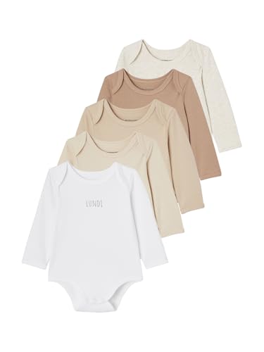 Vertbaudet 5er-Pack Baby Langarm-Bodys in Schlupfform BASIC, Bio-Baumwolle set weiß 56 von Vertbaudet