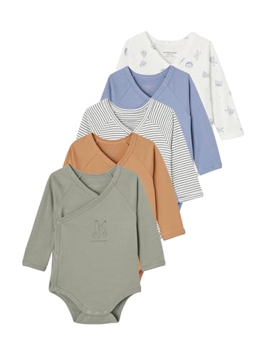 Vertbaudet 5er-Pack Baby Langarm-Bodys mit Tieren, Bio-Baumwolle grün 74 von Vertbaudet