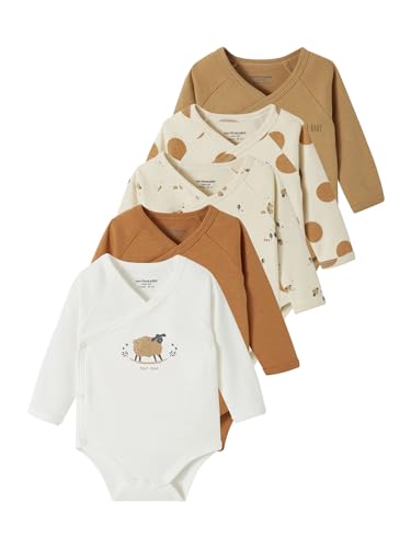 Vertbaudet 5er-Pack Baby Wickelbodys aus Bio-Baumwolle Oeko-Tex graubeige 74 von Vertbaudet