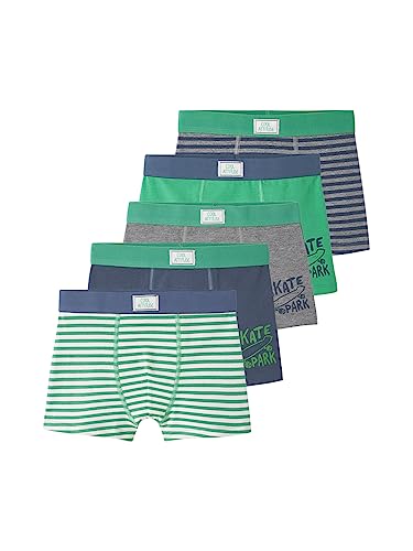 Vertbaudet 5er-Pack Jungen Boxershorts aus Stretch, Skater grün 158/164 von Vertbaudet