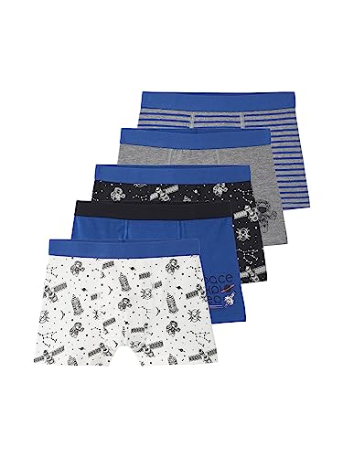 Vertbaudet 5er-Pack Jungen Boxershorts aus Stretch, Weltraum königsblau 128 von Vertbaudet