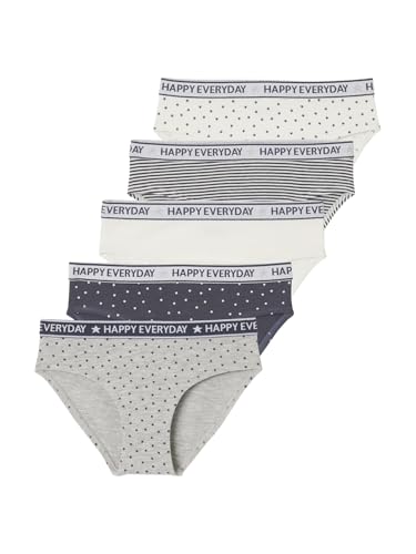Vertbaudet 5er-Pack Mädchen Slips Happy Everyday grau meliert 116 von Vertbaudet