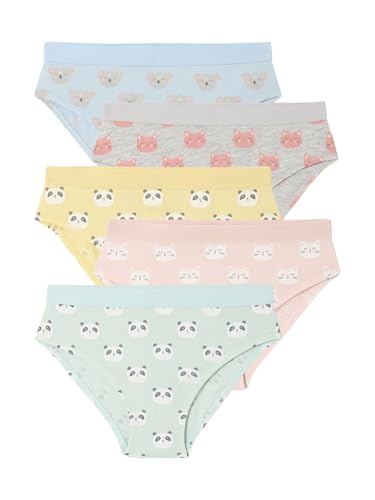 Vertbaudet 5er-Pack Mädchen Slips Tiermotive, Bio-Baumwolle azurblau 128 von Vertbaudet