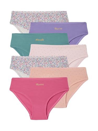 Vertbaudet 7er-Pack Mädchen Slips mit goldenen Schriftzügen, Bio-Baumwolle Fuchsia 140 von Vertbaudet