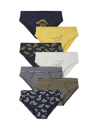 Vertbaudet 7er-Pack Slips Dino aus Bio-Baumwolle, Jungen Marine 140 von Vertbaudet