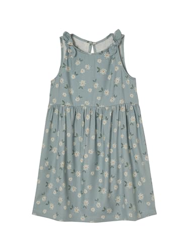 Vertbaudet Ärmelloses Mädchen Kleid mit Muster und Zierschleifen salbeigrün 110 von Vertbaudet