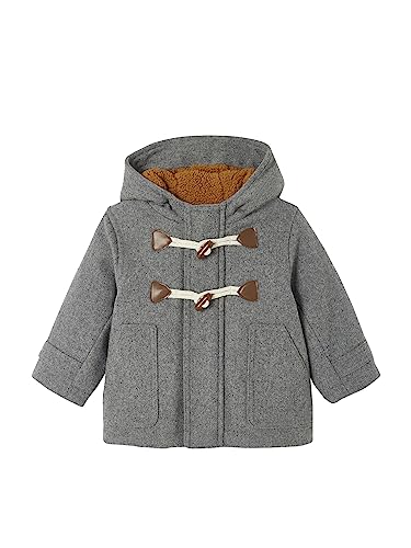 Vertbaudet Baby Jacke mit Kapuze, Dufflecoat, Recycling-Polyester grau meliert 62 von Vertbaudet