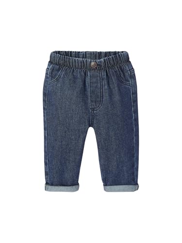 Vertbaudet Baby Jeans mit Dehnbund Basic, Bundweite verstellbar dunkelblau 80 von Vertbaudet