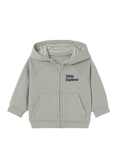 Vertbaudet Baby Kapuzensweatjacke mit Reißverschluss, Recycling-Polyester graugrün 62 von Vertbaudet