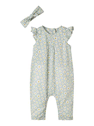 Vertbaudet Baby Mädchen Overall + Stirnband bedruckt, Seladongrün bedruckt, 24 Monate von Vertbaudet