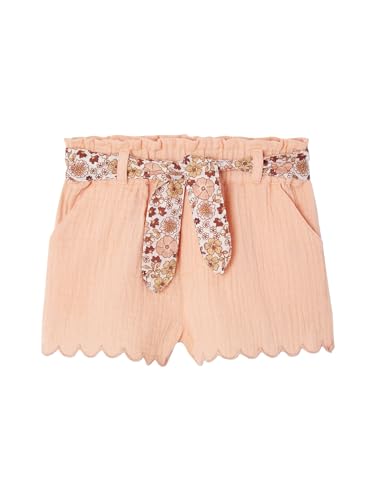 Vertbaudet Baby Musselin-Shorts mit Blumengürtel Aprikose 86 von Vertbaudet