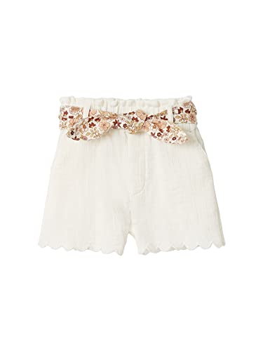 Vertbaudet Baby Musselin-Shorts mit Blumengürtel wollweiß 86 von Vertbaudet